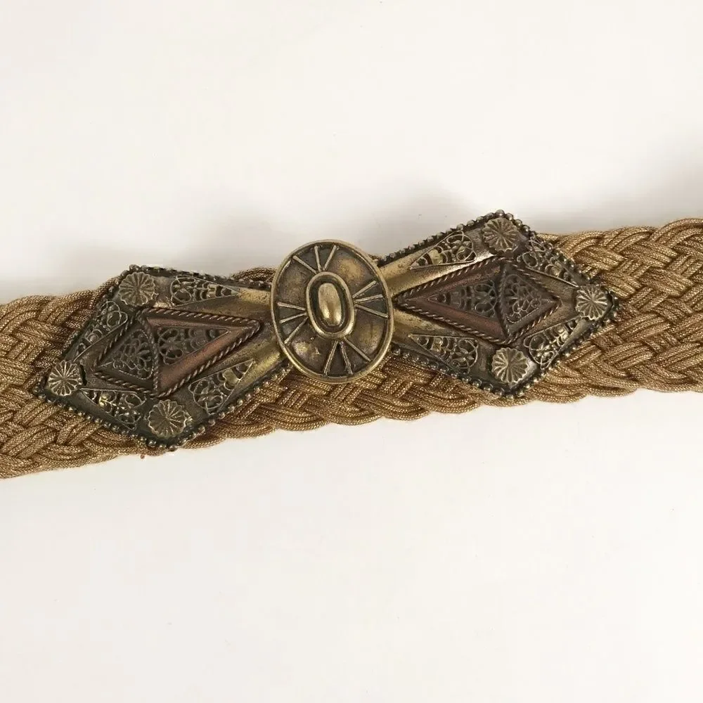 Gold Woven Fabric Belt with Beautiful Metal Clasp